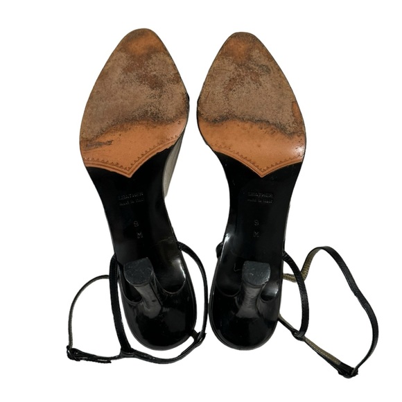 Yves Saint Laurent Lome Plt Clear Strap Black Crepe Heels Size 9 - Picture 6 of 9